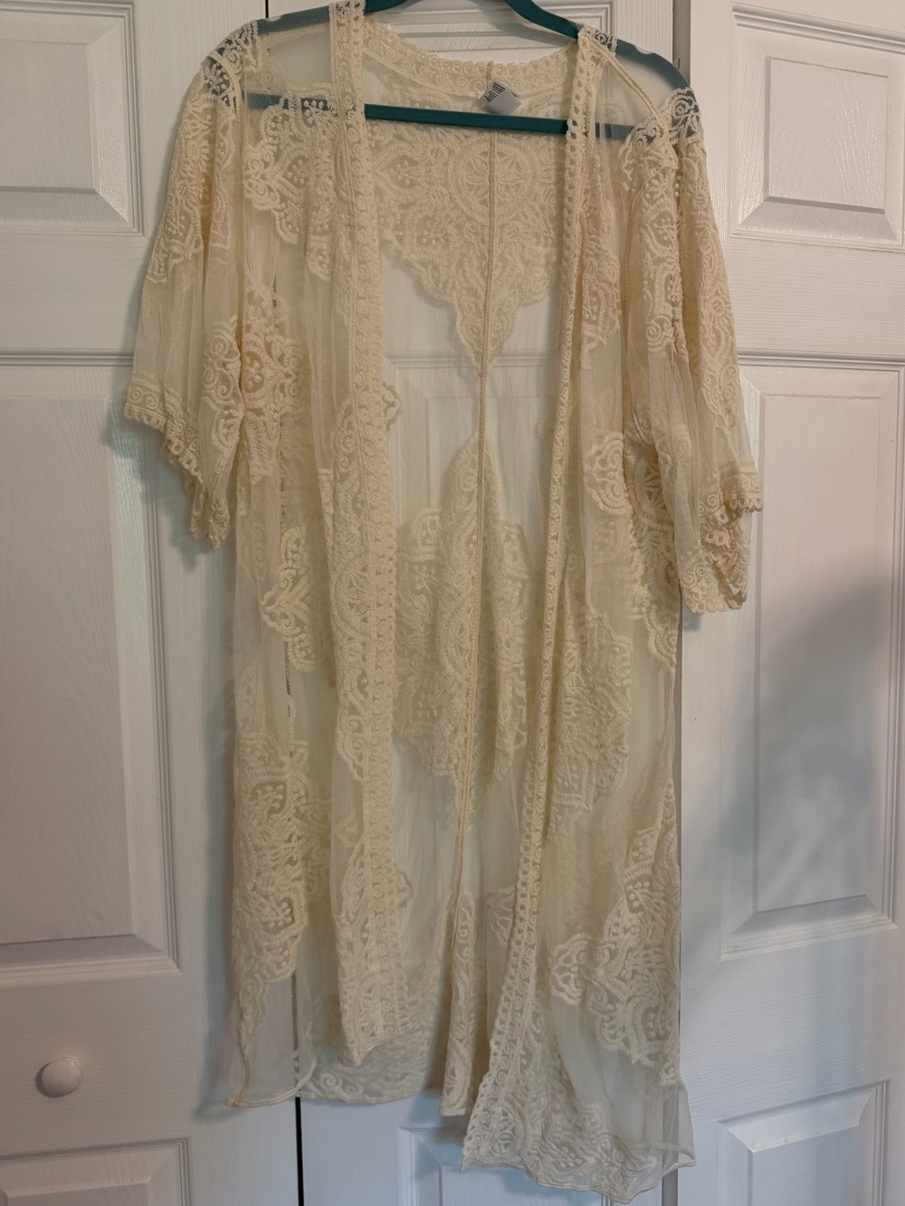 Sheer Lace Kimono Robe in Cream - Women Intimates & Sleepwear